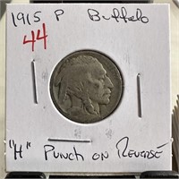 1915 BUFFALO NICKEL H PUNCH ON REVERSE