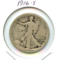 1916-S Walking Liberty Silver Half Dollar