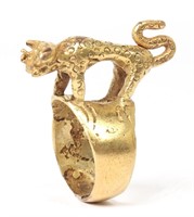 Asante Chief's Gold "Leopard" Ring, 1-10k Gold (24