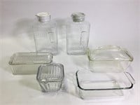 Vtg.+ Glassware Refriderator Jars & Boxes with Lid