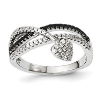 Sterling Silver- Black Spinel Heart Ring