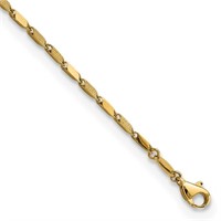 14 Kt- Polished and Textured Fancy Link Bracelet