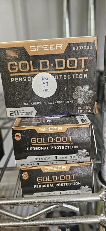 Gold dot 40 s&w 165 grain
Qty 3