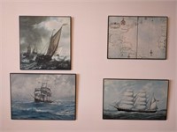 Assorted Artex Ship/Sailing Board Prints