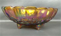 Heavy Footed Carnival Glass Bowl