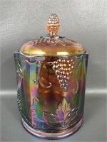 Vintage Carnival Glass Covered Jar