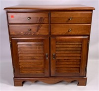 Pine commode, drawer over shutter drawers, solid