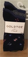 NWT 4 PAIR GOLD TOE BLUE MULTI SOCKS  O/S  $18