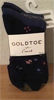 NWT 4 PAIR GOLD TOE BLUE MULTI SOCKS  O/S  $18