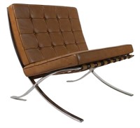 KNOLL BARCELONA CHAIR STAINLESS / TAN VOLO LEATHER