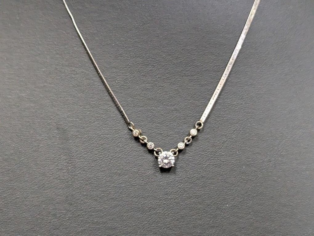 18" .925 Sterling Clear Stone Necklace