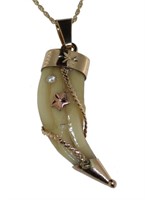 14kt Gold Bear Tooth 18" Necklace