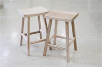 PAIR OF WORMY MAPLE BAR STOOLS