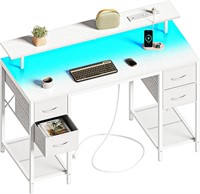 Huuger 47 LED Gaming Desk, White