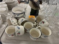 LOT OF LENOX CUPS / BOWLS POPPIES ON BLUE