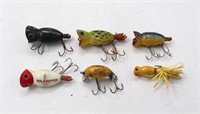 (6) Vintage Hula Poppers Fishing Lures