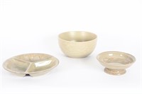 Vintage Pottery Bowls, Divided Dish