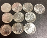10 uncirculated 1961 silver dimes