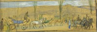 Oswald Roux 1880-1960 Watercolour on Panel