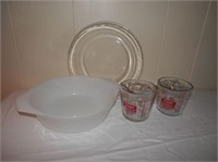 4-Anchor Hocking measure cups-Fireking pie plate