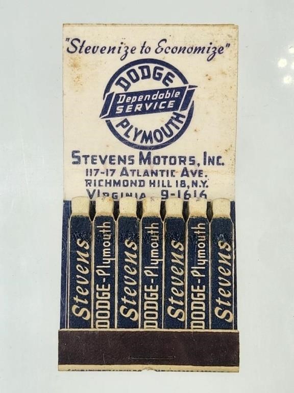 DODGE PLYMOUTH ADVERTISING FEATURE MATCHBOOK