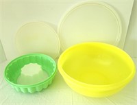 Tupperware Mold and Large 12" Bowl with Lids