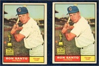 Pair of 1961 Topps Ron Santo All-Star Rookie