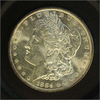 US Coins 1884-O Morgan Silver Dollar, AU/BU