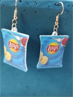 Lays Potato Chips Earrings NIP 1.5"