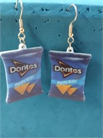 Doritos Earrings NIP Goldtone 1.5"