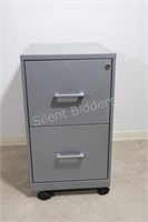 Two Drawer Metal Filing Cabinet with Castor Wheels