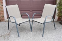 Set of Mesh Covered Aluminum Garden Chairs