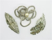 (3) Vintage Rhinestone Brooches-Large