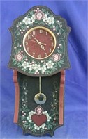 Tole painted wall clock 12" x 6" x 28"