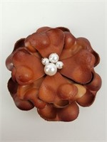 Handmade Leather Flower Brooch