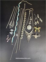 Amazing Lot Of Rhinestone Necklaces, Pins & Earrin