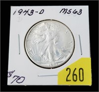 1943-D Walking Liberty half dollar, gem BU