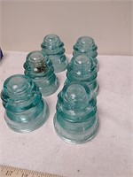 6 glass power line insulators made in USA