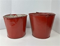 2 Red Metal Buckets