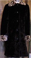 Vtg. Copper Key Black Faux Fur Coat Sz 14-16