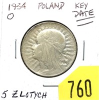 1934-O Poland 5 zlotych