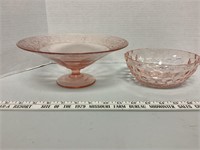2 pcs pink glass