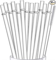 ALINK 12-Pack Reusable Hard Plastic Clear Straws,