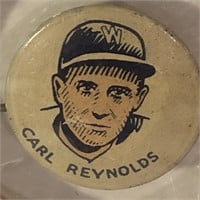 CRACKER JACKS 1930 BASEBALL PIN BACK CARL REYNOLDS