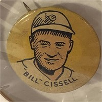 CRACKER JACKS 1930 BASEBALL PIN BACK BILL CISSELL