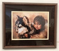 Child & husky dog artwork