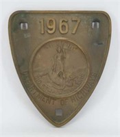 1967 Virginia Department of Highways Bronze Plaque