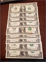 USA Star Notes $1 x9 bills Fancy S.N