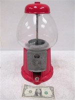 Vintage Red Metal Gumball Machine - Untested