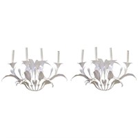 Art Nouveau Style Floral Candelabra Sconces, Pair